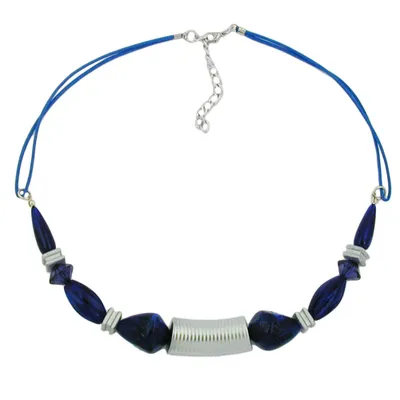 Produktbild von Kette Rillenwalze silber-matt blau blau 45 cm