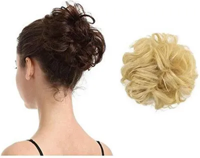 Image de Postiche Cheveux humains Bouclés Chignon désordonné 613# Blond clair