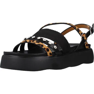 Produktbild von Schwarze Sommer Sandalen für Damen mit Plateauabsatz und Schnallenverschluss
