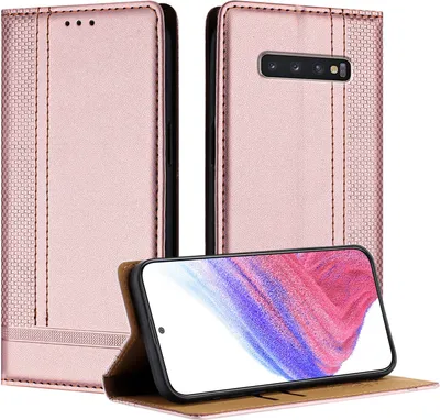 Obrázek produktu pro Pouzdro pro Samsung Galaxy S10 Plus kožené flipové pouzdro s funkcí stojánku Růžový