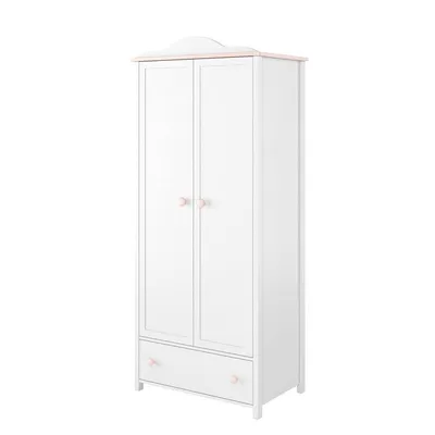 Obrázok produktu pre Šatníková skriňa do detskej izby LEGUAN 1 - 85 cm, biela / ružová