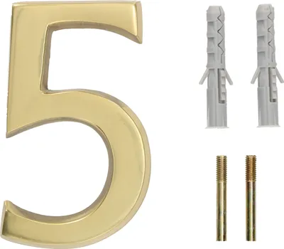 Obrázok produktu pre KOTARBAU® 3D číslo domu "5" z mosadze 10 cm číslo dverí pre domy, sídliská, hotely, byty 100% mosadz