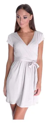 Produktbild von Kleid mit Kordel Schleife Wickelkleid Kurzarm; Beige XS/S 34/36