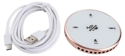 Immagine prodotto di Microfono da tavolo USB per conferenze con funzione vivavoce, microfono a condensatore omnidirezionale a 360° per PC con regolazione del volume, plug-and-play per laptop