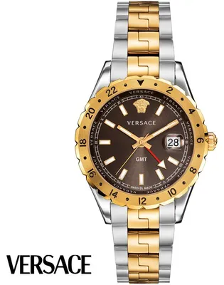 Produktbild von Versace V11040015 Hellenyium GMT braun silber roségold Edelstahl Herren Uhr NEU