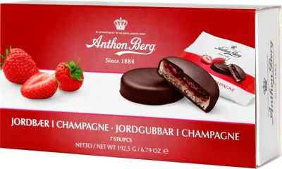 Produktbild von Anthon Berg Jordbær i Champagne (Erdbeer in Champagner) 192,5g
