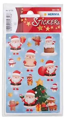 Obrázok produktu pre HERMA Santa Claus, Papája, Viacfarebný, Vianočný vzor, Permanentný, 45 kusov, 3 listy