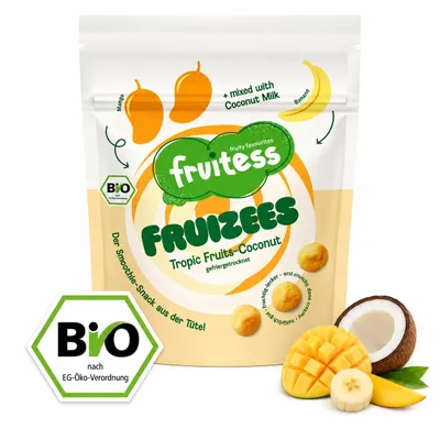 Produktbild von Gefriergetrockneter Smoothie-Snack  FRUITESS FRUIZEES Tropic Fruits-Coconut, 20g