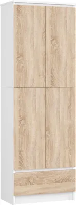 Produktbild von Akord Geschlossener Bücherschrank Weiß/Sonoma-Eiche 60X35X180 Cm