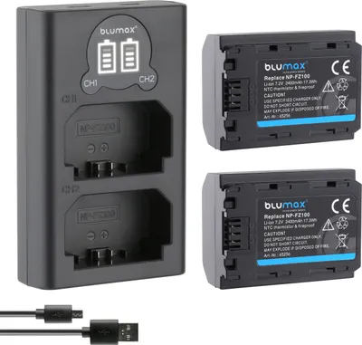 Produktbild von 2x Akku + LCD Lader für Sony NP-FZ100 Alpha 7C 9 A9 II 9S  A7 Ilce 6600 2400 mAh