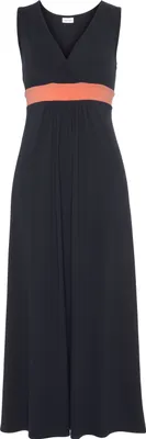 Produktbild von LASCANA Maxikleid mit farbigem Einsatz und V-Ausschnitt marine-koralle Größe 34