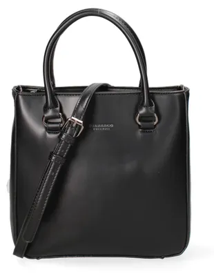 Immagine prodotto di Borsa a mano da donna in ecopelle nera, con zip e tracolla removibile, marca Diana & Co