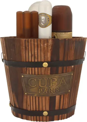 Produktbild von Cuba Gold Geschenkset 4-Teilig mit Holzeimer Eau de Toilette Herrenduft EdT 100ml + EdT 35ml – After Shave 100ml – Body Spray 200ml