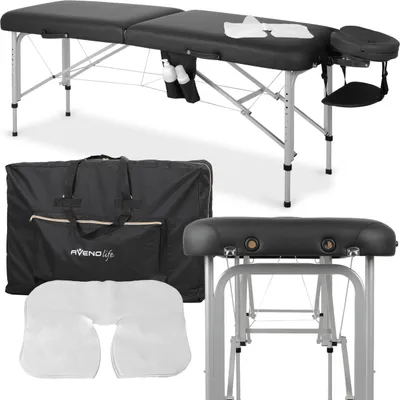 Produktbild von Habys Vera 2 Zonen Aluminium Massageliege | Massageliege Klappbar Kosmetikliege Massagetisch | Höhenverstellbar Tragebares | Schwarz | 185x60 cm
