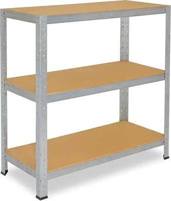 Imagen del producto de Estantería industrial Silecomplaza, galvanizada/estantería metálica con 3 estantes/estantería para sótano, garaje, taller o almacén/estantería modular metálica con capacidad de carga de 175 kg