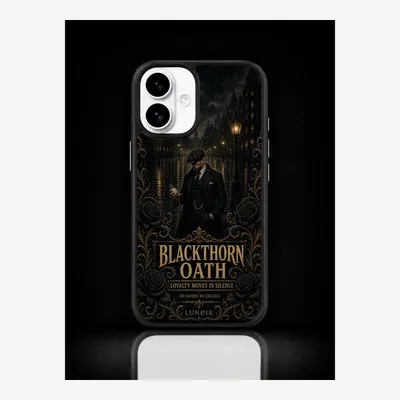 Immagine prodotto di Custodia per iPhone 16, cover protettiva per cellulare con motivo "Schwarzdorn" – LUNØIR ©