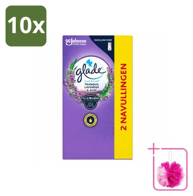 Productafbeelding van 10 x Glade Touch & Fresh navulling - Kalmerende lavendel & aloë - 10 ml - Voordeelverpakking - 10 stuks