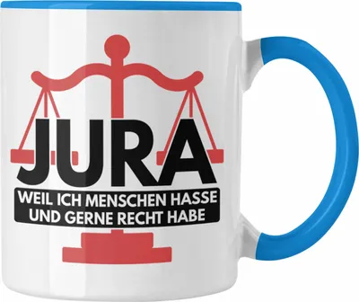 Produktbild von Trendation - Jura Tasse Geschenk Spruch Jurist Geschenkidee Anwalt Jura-Studium Lustige Sprüche Weil Ich Menschen Hasse (Blau)