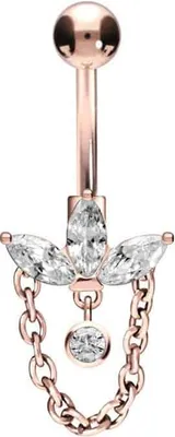 Produktbild von Bauchnabelpiercing Chirurgenstahl Bananabell mit Brass-Design LOTUSBLÜTE + KETTE