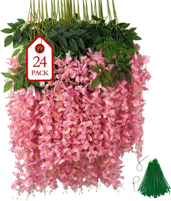 Produktbild von Künstliche Hängeblüten 3.75 feet, 24 Stück, Blauregen Girlande, rosa, für Wand Dekoration
