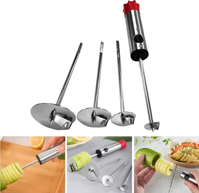 Produktbild von Gemüse Corer Mit Vier Bohraufsätzen, Gemüsetwister Veggie Drill, Veggie Corer Drill Fruit Corer, Spiralschneider Kartoffel Kartoffel Spiralschneider