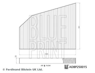Obrázek produktu pro BLUE PRINT ADBP250015 Pylová filtrace vzduchu v kabině pro TESLA Model X (5YJX) s aktivním uhlím