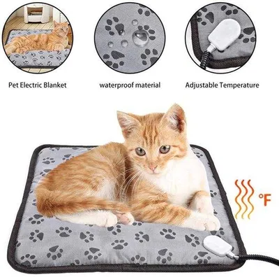 Immagine prodotto di Tappetino riscaldante elettrico per cani e gatti, impermeabile, a temperatura costante, con regolazione della temperatura, protezione contro i parassiti, adatto a cani e gatti.