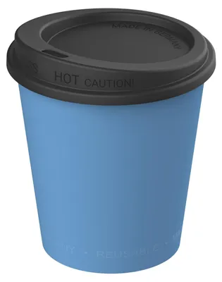 Image de Gobelet à café sans BPA "ToGo" 200 ml - Gobelet réutilisable au goût neutre - Gobelet Coffee-to-go 100 % recyclable avec fermeture sûre - bleu/noir confortable