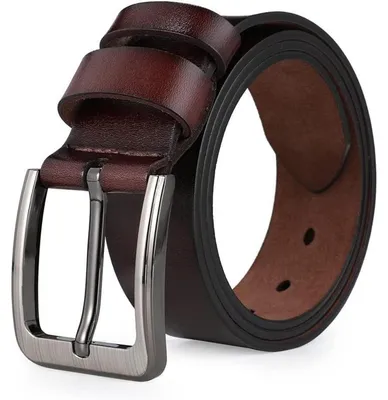 Productafbeelding van Leren riem voor heren, verkrijgbaar in de maten 110-175 cm, gemaakt van volnerf leer, 38 mm breed, bruin, geschikt voor zakelijk gebruik, retro stijl, en voor jeans