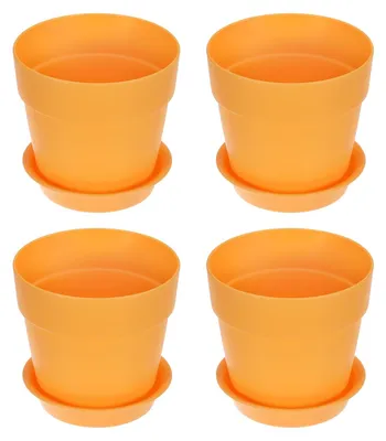 Image de Omgoods - Lot de 4 pots de fleurs en plastique avec trous de drainage, 11 cm