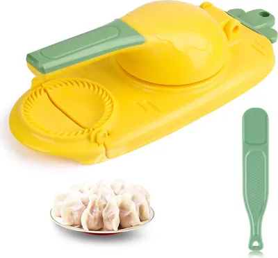 Produktbild von Encuryna Teigtaschen Maker, Dumpling Maker 2-in-1-Knödelformdruck,Teigtaschen-Hautmacher,Manuelle Teigpresse, Hautverpackungen,Knödel Skin Maker Knödel Formen(gelb)