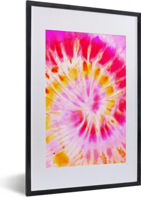 Produktbild von MuchoWow® Gerahmtes Poster Krawattenfärbung - Rosa - Gelb 40x60 cm - Poster mit Schwarzem Bilderrahmen Wandposter Rahmen Foto Bilder - Poster in Rahmen