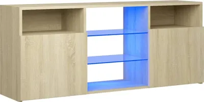 Zdjęcie produktu dla Szafka TV z oświetleniem LED, dąb sonoma, 120x30x50 cm