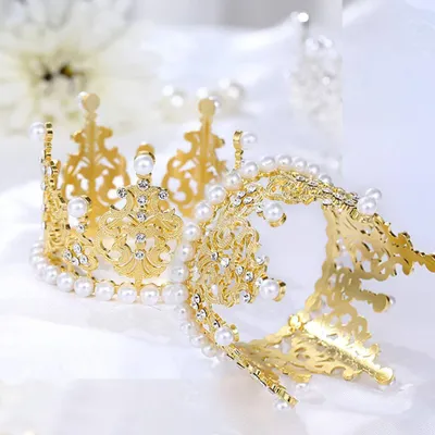 2 goldene Kronen Tortenaufsätze, 7,3 cm, für Geburtstag