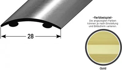 Produktbild von Übergangsprofil "Eindhoven" / Übergangsschiene, 28 mm, Typ: 05 (Aluminium eloxiert, mittig gebohrt oder selbstklebend)-goldfarbig-2700-selbstklebend