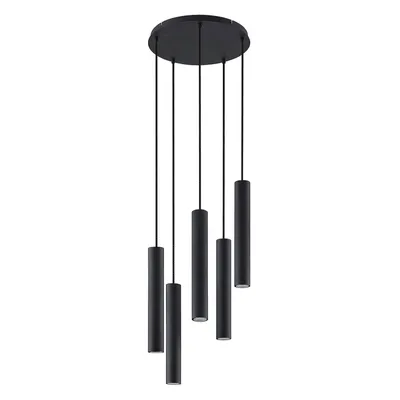 Produktbild von Lindby Hängeleuchte Sanad, Ø 40 cm, 5-flg., schwarz, GU10