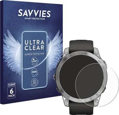 Produktbild von 6x Für Garmin Fenix 7 (47 mm) Schutzfolie Savvies Displayschutz Display Schutz Folie Klar Transparent