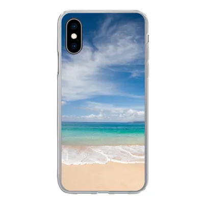 Produktbild von MuchoWow® Handyhülle Schutzhülle Hülle für iPhone X Ein tropischer Strand auf Hawaii, an dem die Wellen an Land gespült werden Silikon Softcase Handy Hülle - Handyhülle