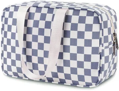 Produktbild von Grau-blau Schachbrett Kosmetiktas Damen