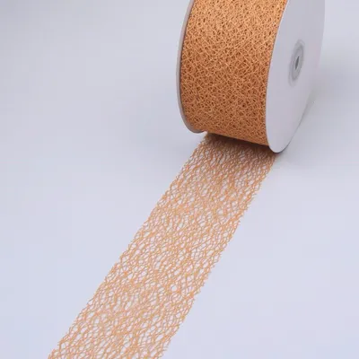 Produktbild von Mesch Dekoband hellbraun - 60 mm breit - Rolle 25 m - 29000-60-25-80