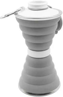 Image de Gobelet en silicone portable de 500 ml avec mousqueton, résistant à la chaleur, étanche et pliable