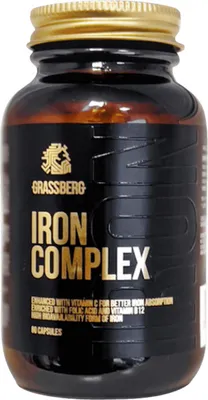 Produktbild von Grassberg Iron Complex (60 caps) Unflavoured - Vitamine, Mineralien & Gesundheit - Mineralien