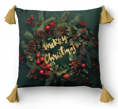 Produktbild von Detexpol Weihnachts-Kissenhülle 45x45 Kranz Merry Christmas