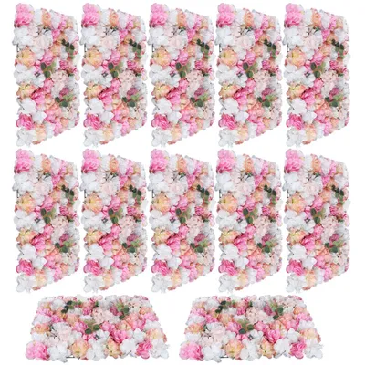 Obrázek produktu pro 12 ks Umělé růže Nástěnné květinové stěny Hedvábné květinové stěnové panely Svatební pozadí DIY 60 * 40 cm