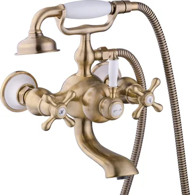 Produktbild von PaulGurkes Wannenarmatur Messing Bronze Antik Retro Nostalgie Zweigriffmischer
