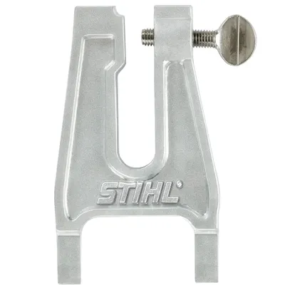 A silver Stihl chainsaw file guide is shown against a white background.