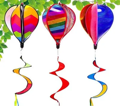 Produktbild von Heißluftballon Windspinner Bewegliche Dekoration - Garten Verschönerung - Set aus 3 - 130 cm hoch - Bunt