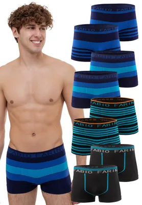 Produktbild von Fabio Farini - 8 Stück Herren Unterhosen - Männer Retroshorts aus weicher Microfaser im sportlichen Look mit Logoschriftzug