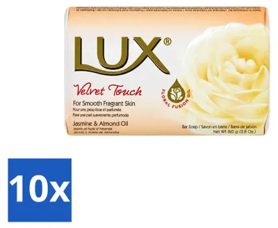 Produktbild von 10 x Lux Velvet Touch Seife - Hydratisierend - 80 g - Vorteilspackung - 10 Stücke