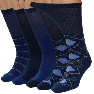 Imagen del producto de Solidchoice - Calcetines largos para rodillas, para hombre, sin goma elástica, algodón peinado, paquete de 5 pares